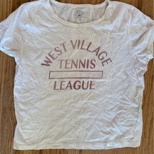 J. Crew Cream Tee with Purple Graphic